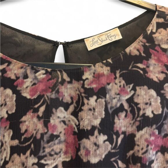 LoveShackFancy Noelle Silk Mini Dress Black Floral Size Medium - Picture 4 of 8